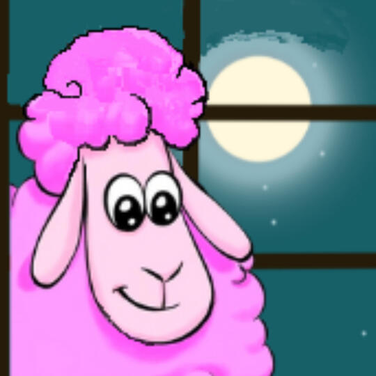 Illustration of Sheepy, the Cotton Candy Lamb, floating in a pastel sky with sparkling Sheepy Dust trailing from his hooves — created by Toronto-based author Aura Marsh, from the bedtime story Goodnight Sheepy.